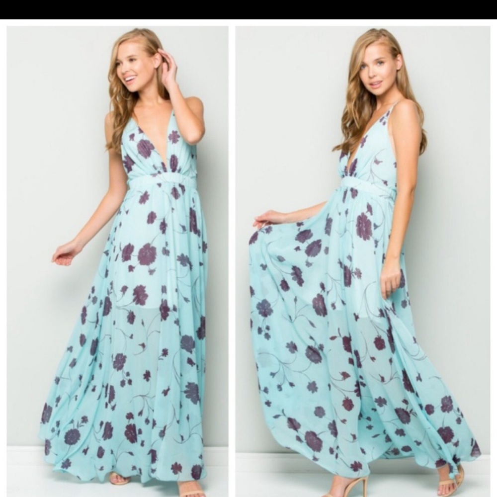 Sale !!!!Blue Floral Maxi Dress